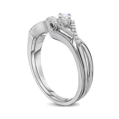 0.17 CT. TW Diamond Twist Bridal Set in 10K White Gold