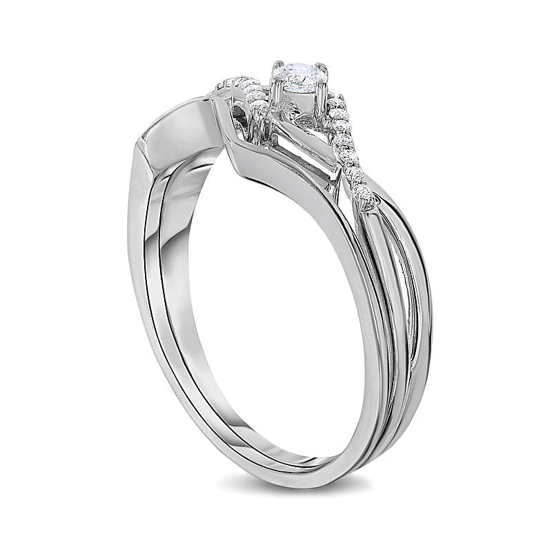 0.17 CT. TW Diamond Twist Bridal Set in 10K White Gold