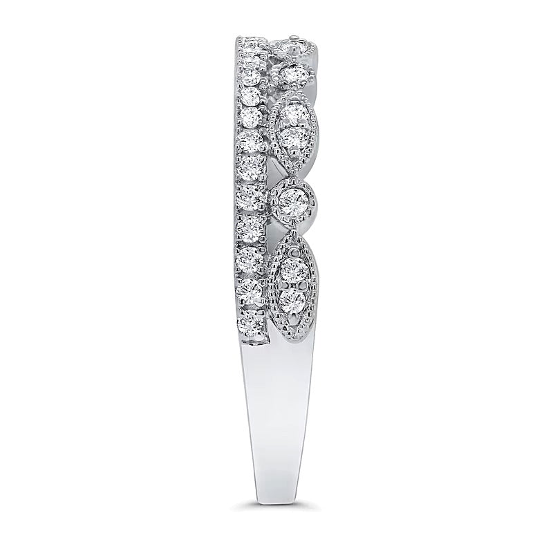 0.25 CT. TW Marquise Multi-Diamond Alternating Vintage-Style Ring in 10K White Gold