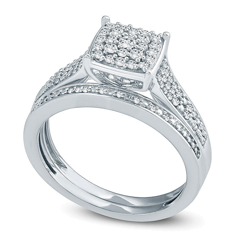 0.33 CT. TW Composite Diamond Square Bridal Set in Sterling Silver