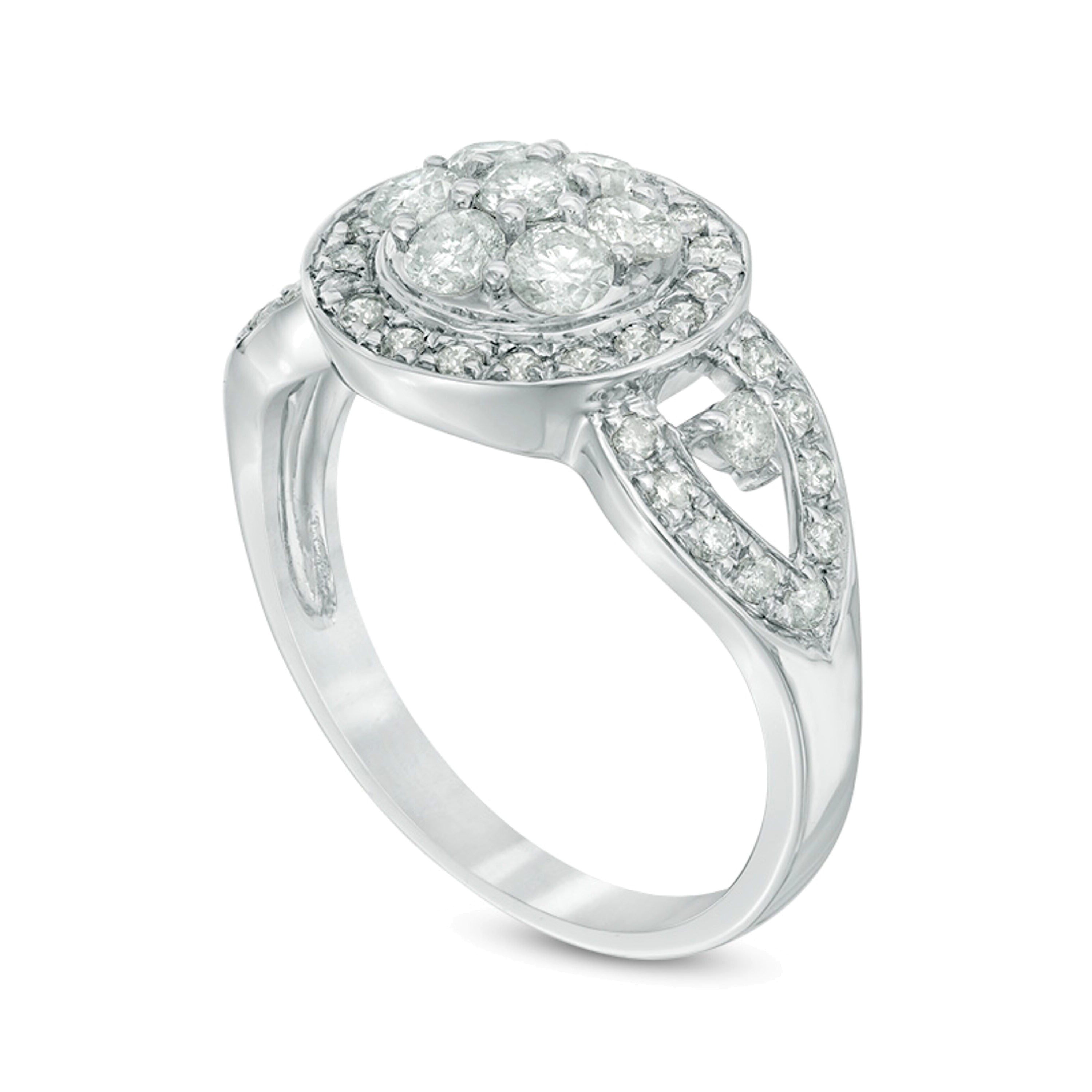 1.0 CT. TW Multi-Diamond Frame Engagement Ring in 10K White Gold