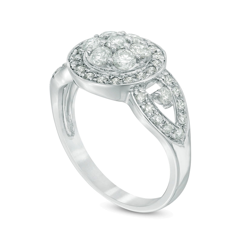 1.0 CT. TW Multi-Diamond Frame Engagement Ring in 10K White Gold