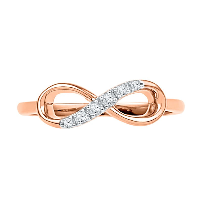 Diamond Accent Sideways Infinity Ring in 10K Rose Gold