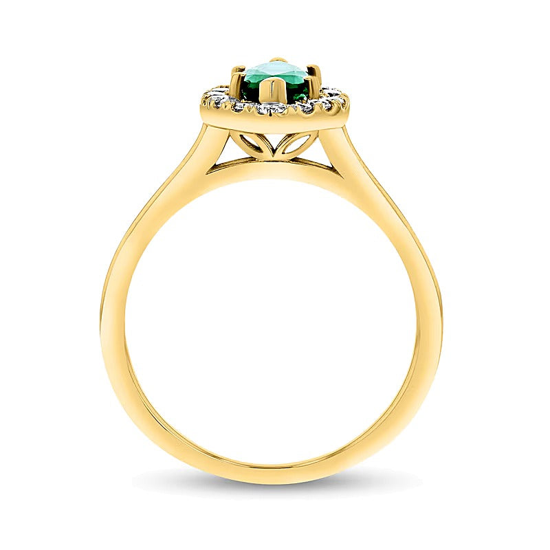 Marquise Emerald and 0.25 CT. TW Diamond Frame Ring in 14K Gold