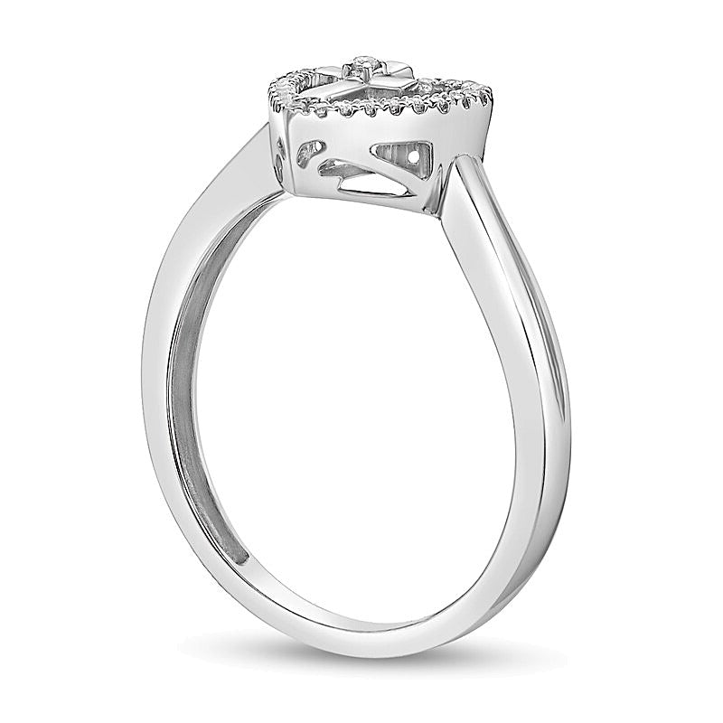 0.07 CT. TW Diamond Heart with Cross Bypass Ring in Sterling Silver