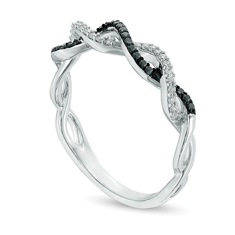 0.17 CT. TW Black Enhanced and White Diamond Twist Shank Band in 10K White Gold