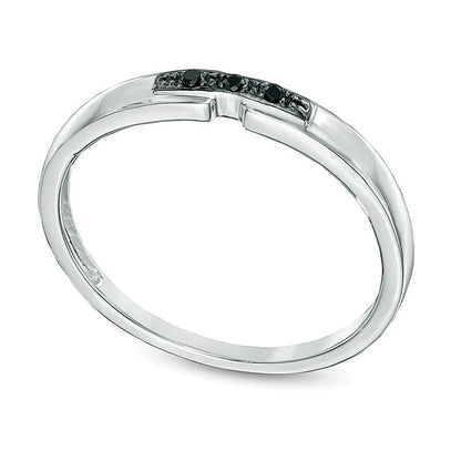 Black Diamond Accent Three Stone Promise Ring in 10K White Gold