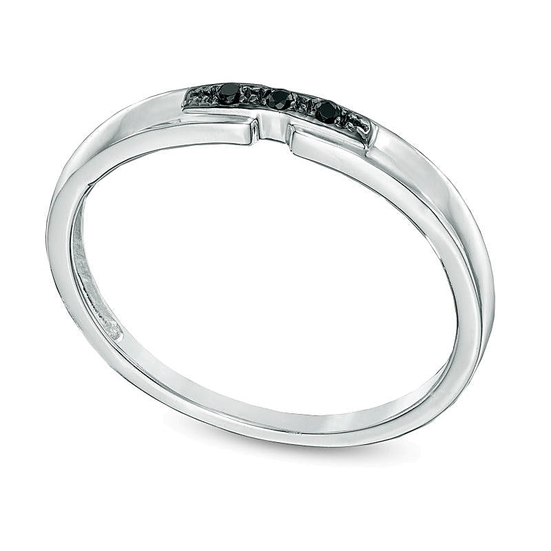 Black Diamond Accent Three Stone Promise Ring in 10K White Gold