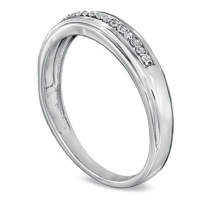 Diamond Accent Wedding Band in 10K White Gold