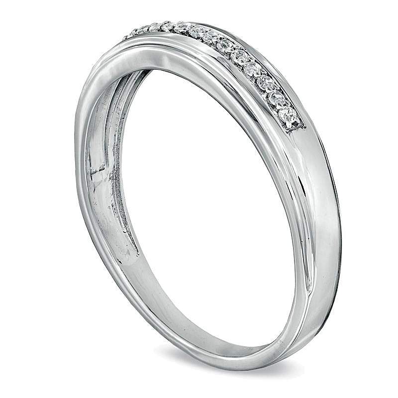 Diamond Accent Wedding Band in 10K White Gold
