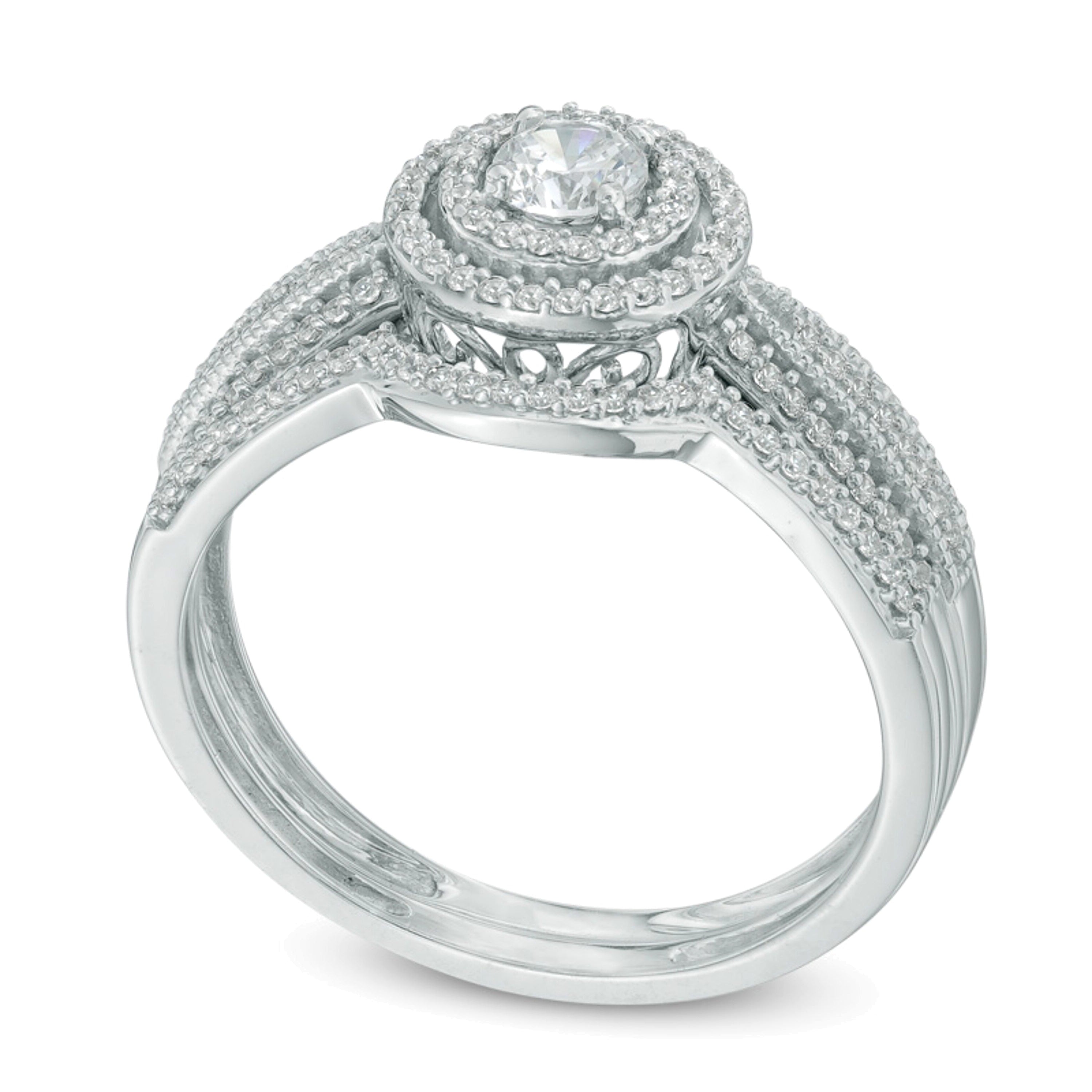 0.5 CT. TW Diamond Frame Bridal Set in 10K White Gold