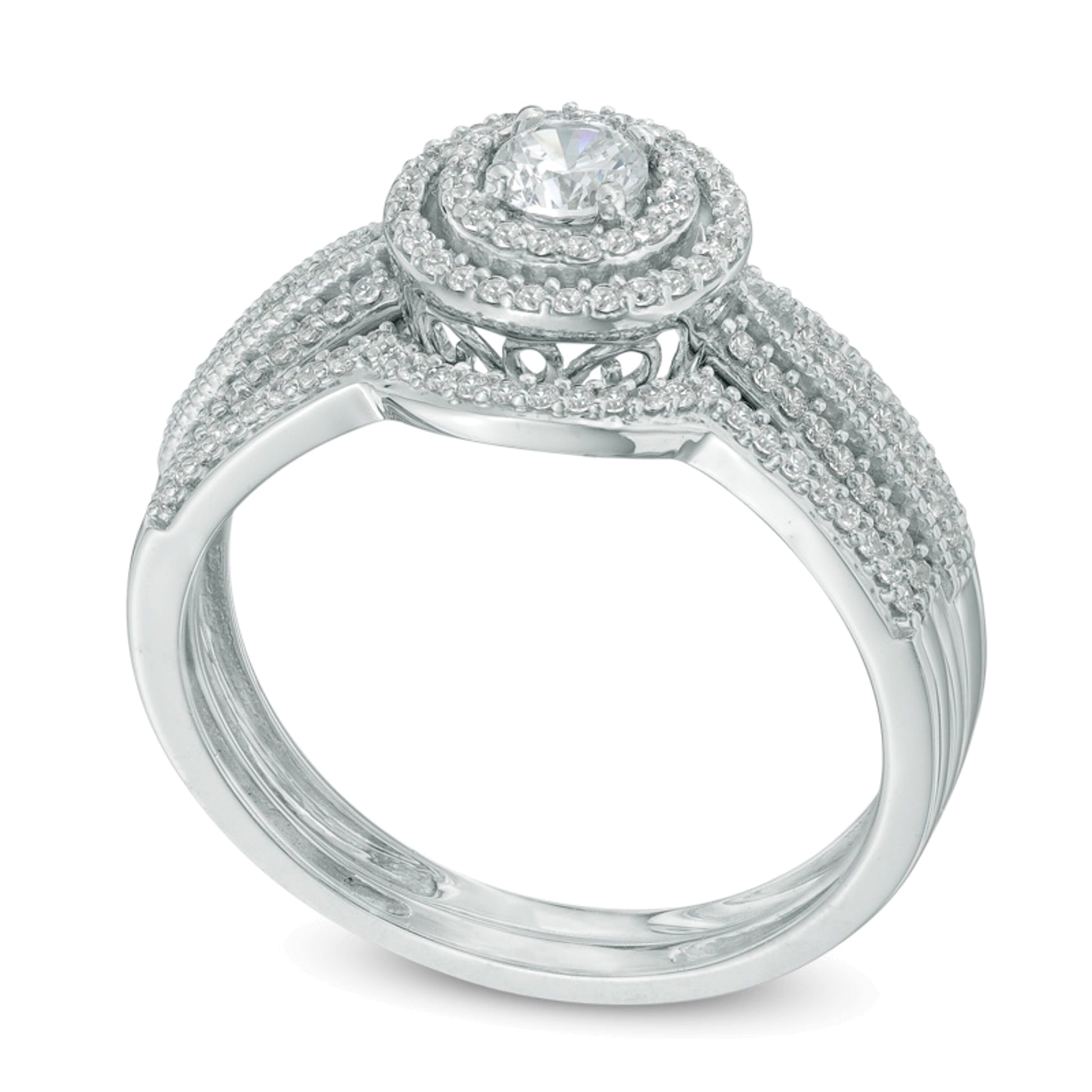 0.5 CT. TW Diamond Frame Bridal Set in 10K White Gold