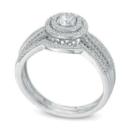 0.5 CT. TW Diamond Frame Bridal Set in 10K White Gold