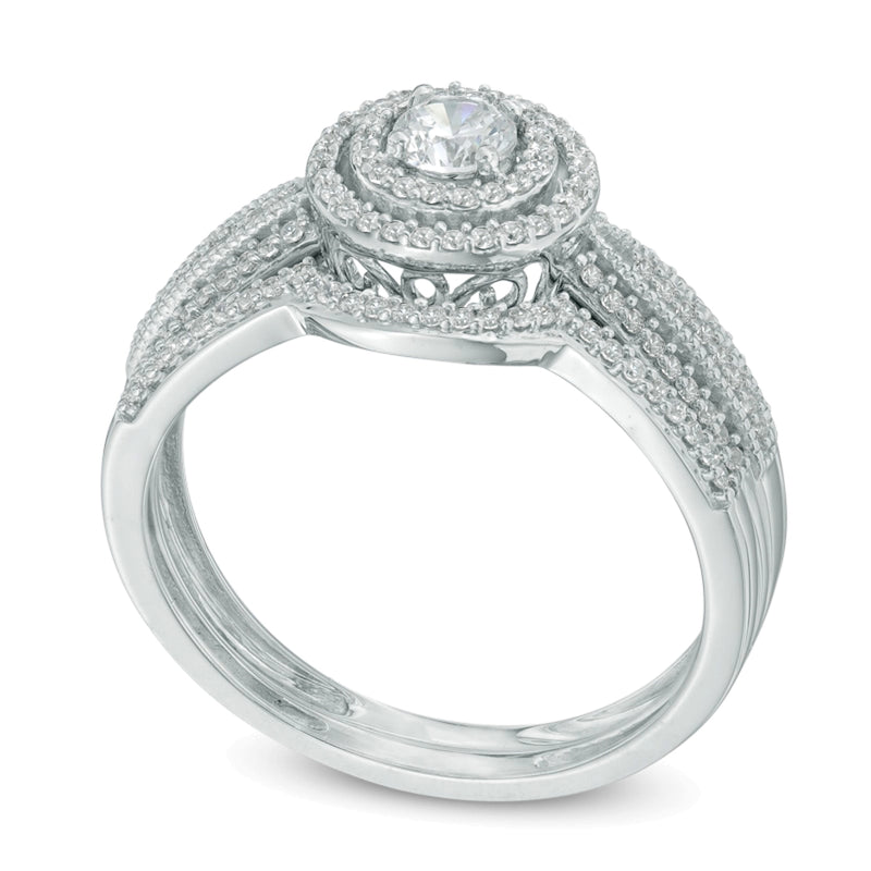 0.5 CT. TW Diamond Frame Bridal Set in 10K White Gold