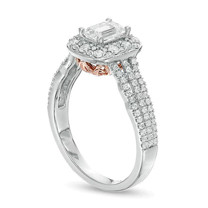 1.0 CT. TW Emerald-Cut Diamond Engagement Ring in 14K Two-Tone Gold