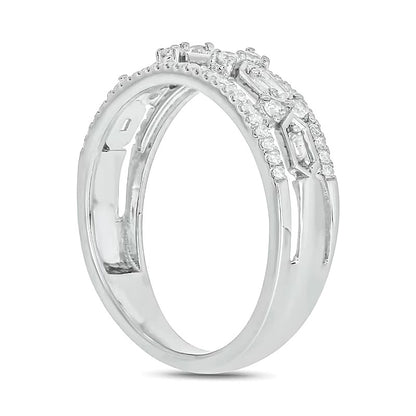 0.33 CT. TW Diamond Edge Hexagon Station Band in 10K White Gold