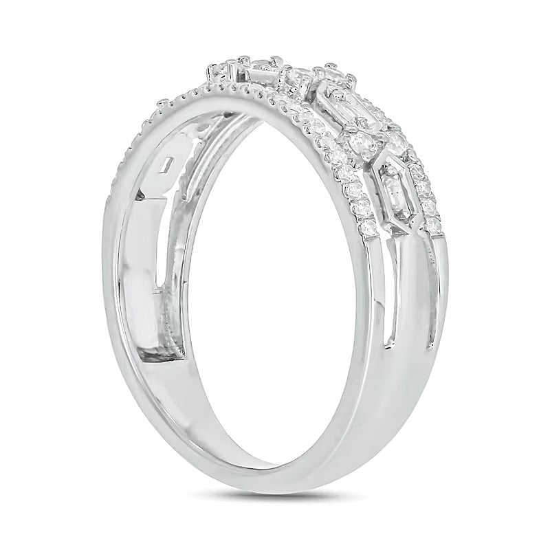 0.33 CT. TW Diamond Edge Hexagon Station Band in 10K White Gold