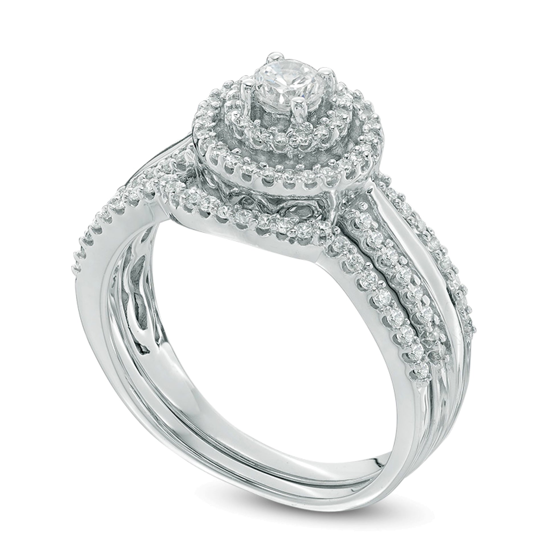 0.5 CT. TW Diamond Double Frame Bridal Set in 10K White Gold