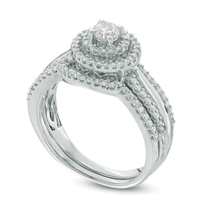 0.5 CT. TW Diamond Double Frame Bridal Set in 10K White Gold
