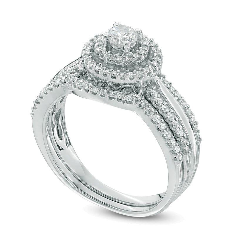 0.5 CT. TW Diamond Double Frame Bridal Set in 10K White Gold