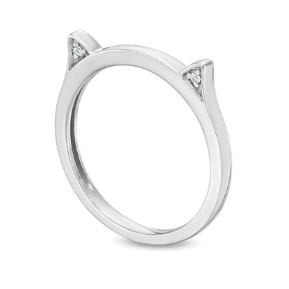 Diamond Accent Cat Ears Ring in 10K White Gold