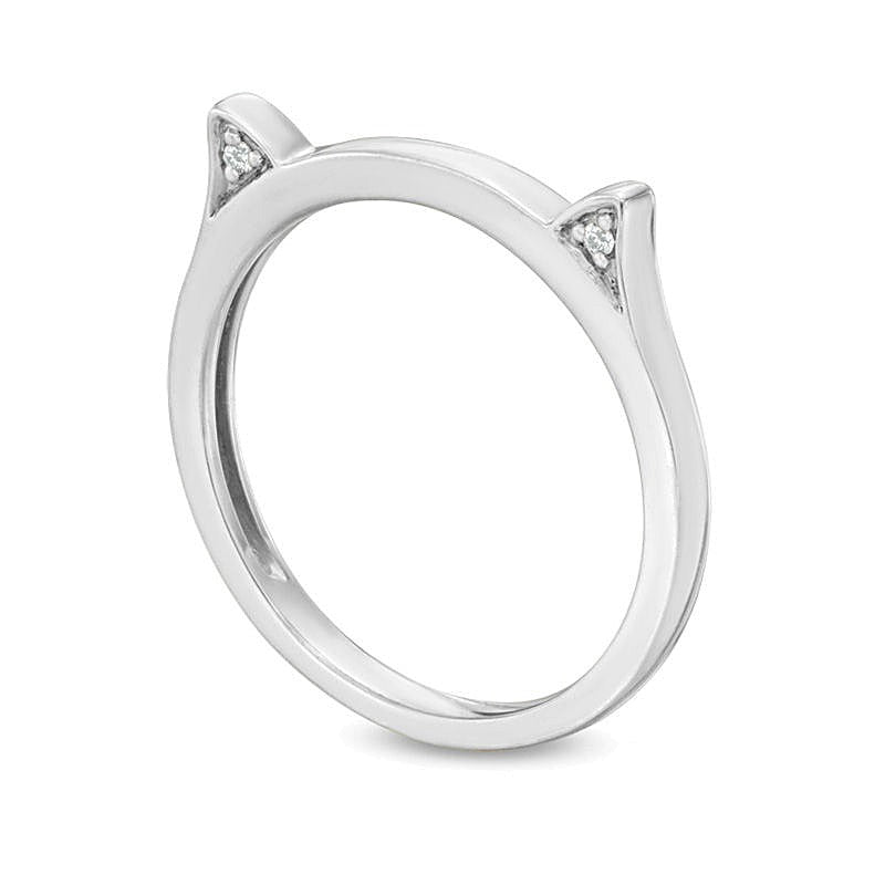 Diamond Accent Cat Ears Ring in 10K White Gold