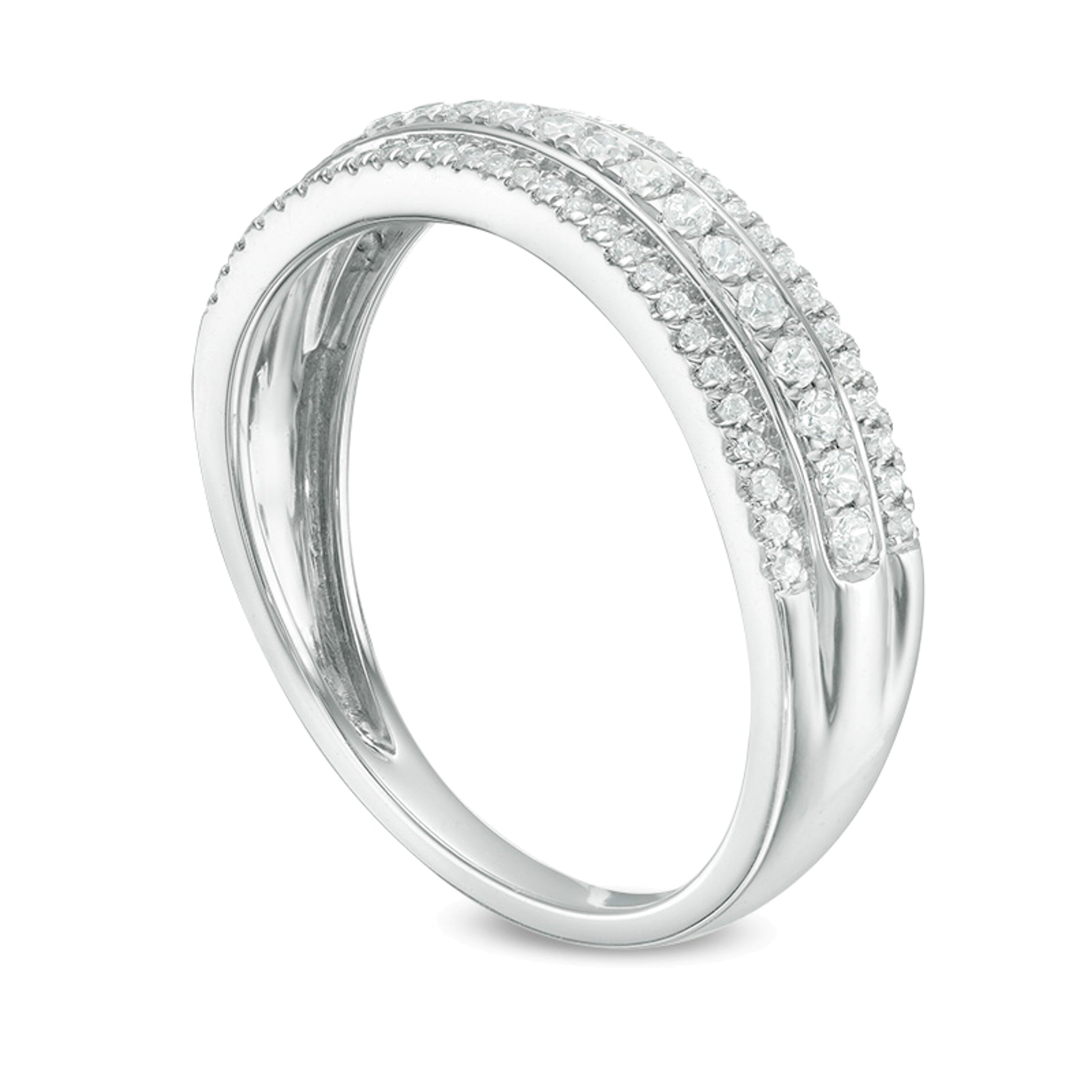 0.33 CT. TW Diamond Three Row Wedding Band in 10K White Gold