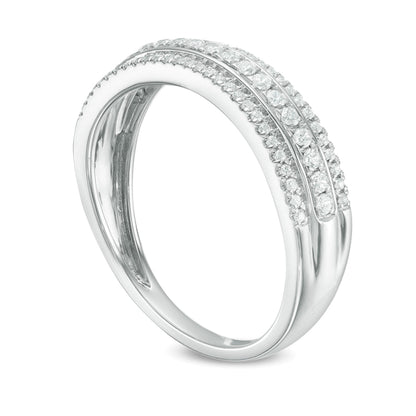 0.33 CT. TW Diamond Three Row Wedding Band in 10K White Gold
