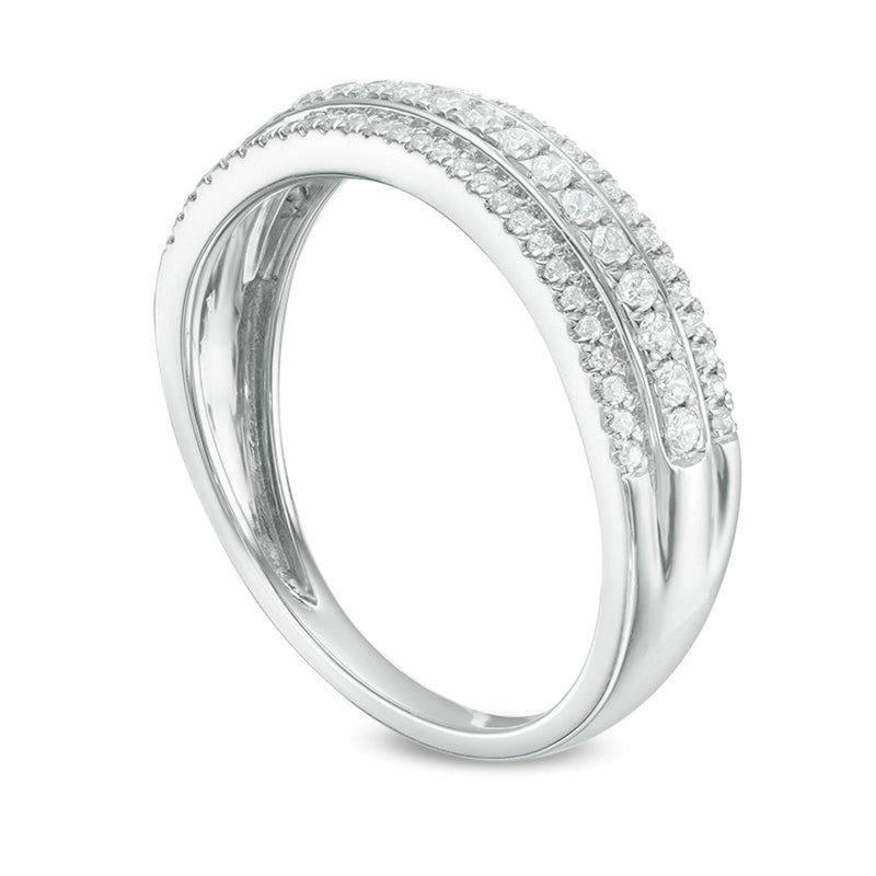0.33 CT. TW Diamond Three Row Wedding Band in 10K White Gold