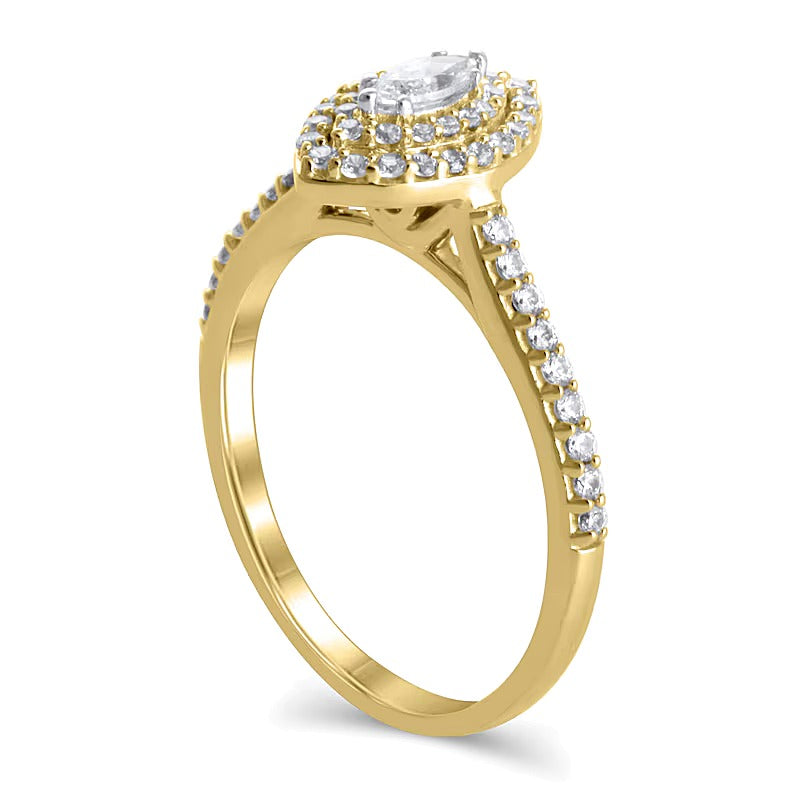 0.5 CT. TW Marquise Diamond Double Frame Engagement Ring in 10K Gold