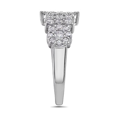 1.0 CT. TW Marquise, Oval and Emerald Multi-Diamond Alternating Ring in 10K White Gold