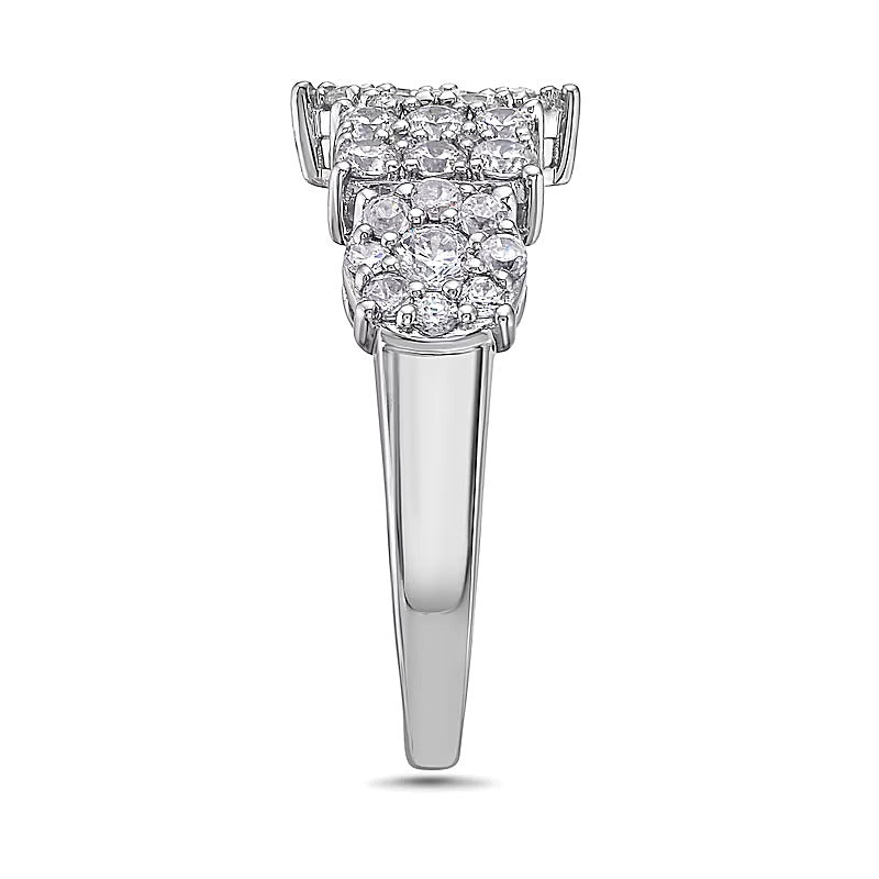 1.0 CT. TW Marquise, Oval and Emerald Multi-Diamond Alternating Ring in 10K White Gold