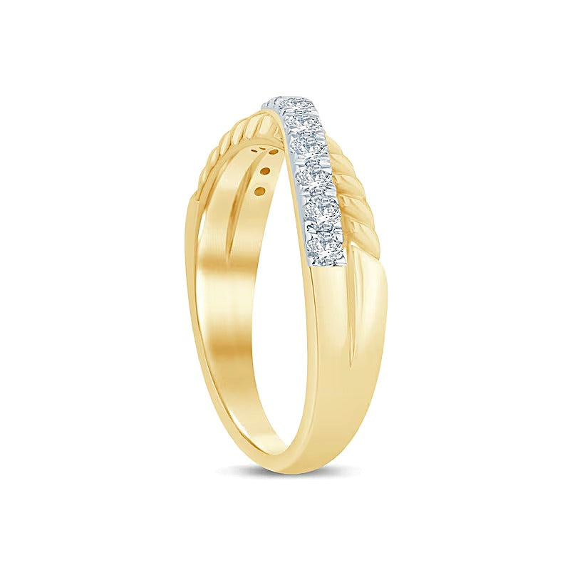 0.5 CT. TW Lab-Grown Diamond Rope Criss-Cross Ring in 14K Gold (F/SI2)