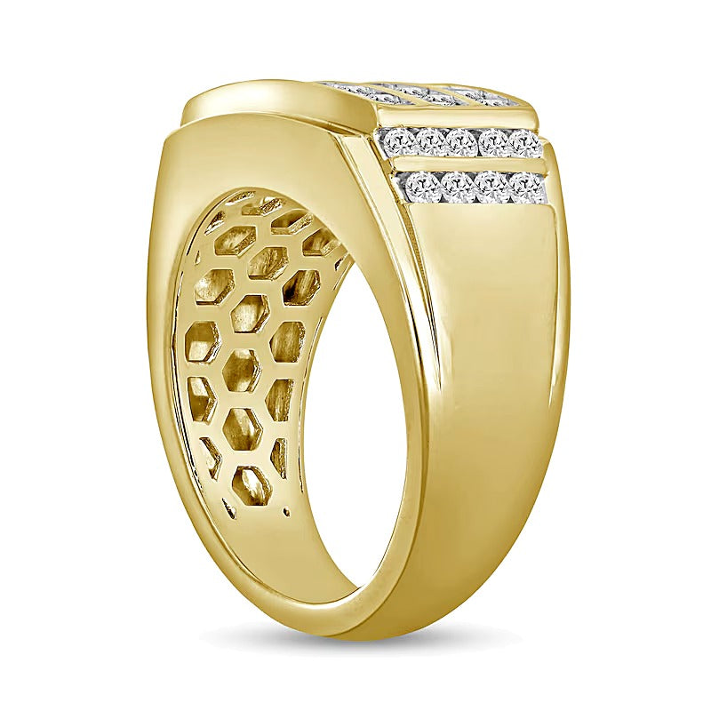 1.5 CT. TW Lab-Grown Diamond Triple Row Rectangle-Top Ring in 14K Gold (F/SI2)