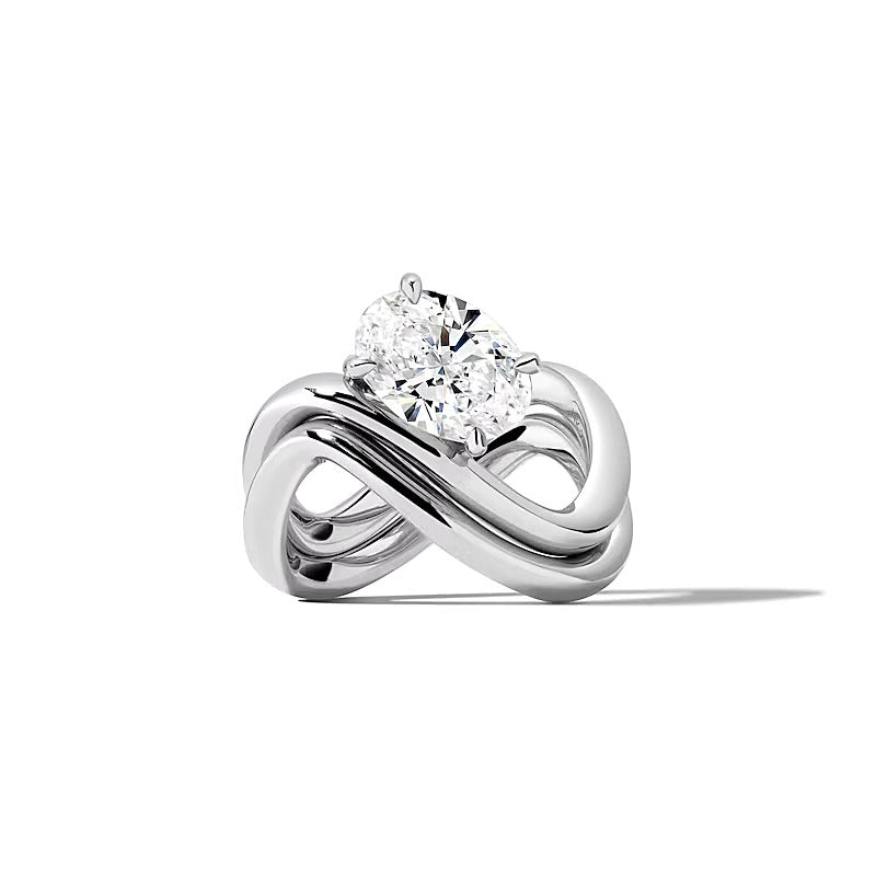 Zales x SHAHLA 2.0 CT. Oval Lab-Grown Diamond Solitaire Infinity Ring in Platinum (F/VS2)