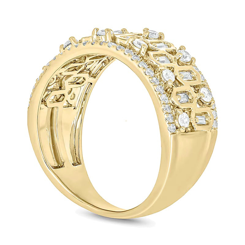 0.75 CT. TW Diamond Edge Hexagon Pattern Band in 10K Gold