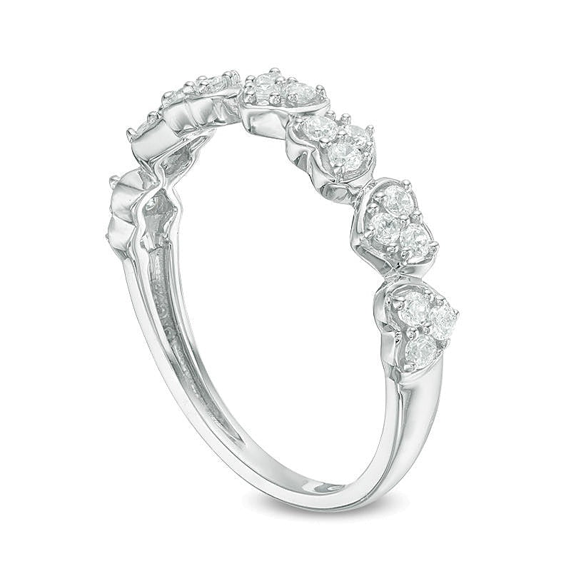 0.33 CT. TW Diamond Heart Wedding Band in 10K White Gold