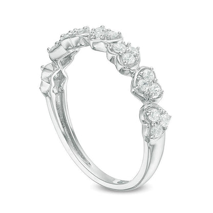 0.33 CT. TW Diamond Heart Wedding Band in 10K White Gold