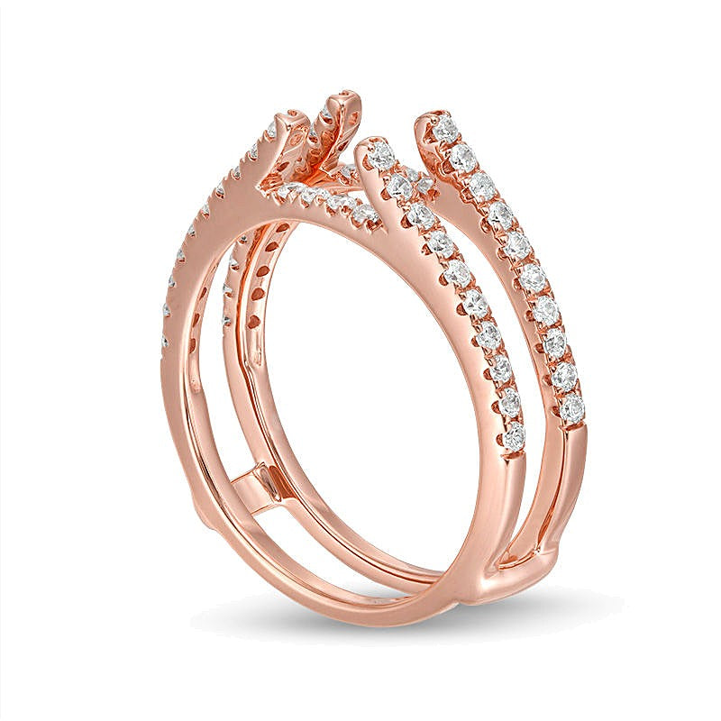0.5 CT. TW Diamond Lined Ring Solitaire Enhancer in 14K Rose Gold