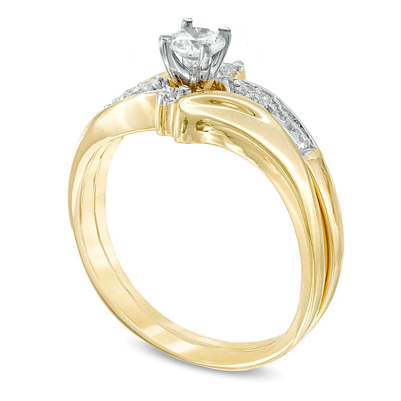 0.25 CT. TW Diamond Slant Bridal Set in 10K Gold