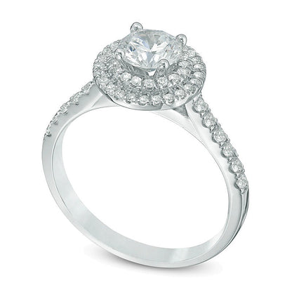 1.2 CT. TW Diamond Double Frame Engagement Ring in 14K White Gold