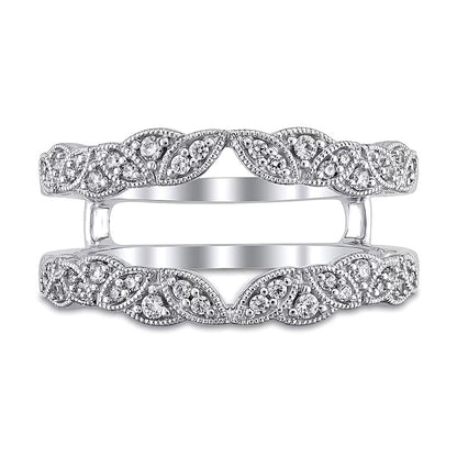 0.25 CT. TW Diamond Marquise-Shaped Alternating Milgrain Solitaire Enhancer in 10K White Gold