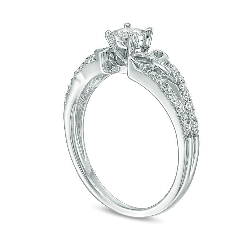 0.33 CT. TW Diamond Celtic Knots Split Shank Engagement Ring in 10K White Gold