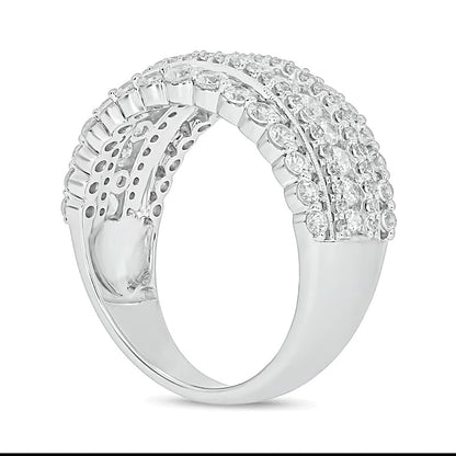 1.5 CT. TW Diamond Scallop Multi-Row Vintage-Style Band in 10K White Gold