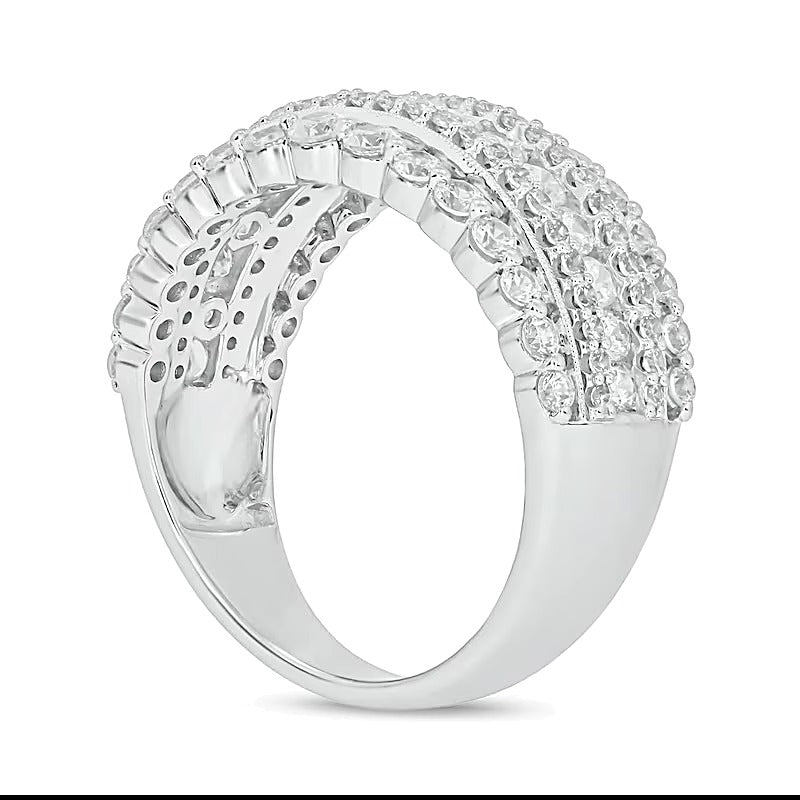 1.5 CT. TW Diamond Scallop Multi-Row Vintage-Style Band in 10K White Gold