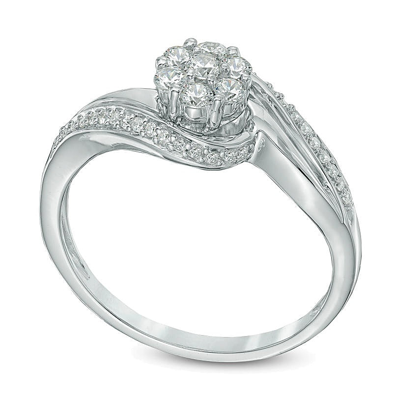 0.33 CT. TW Multi-Diamond Swirl Engagement Ring in 10K White Gold