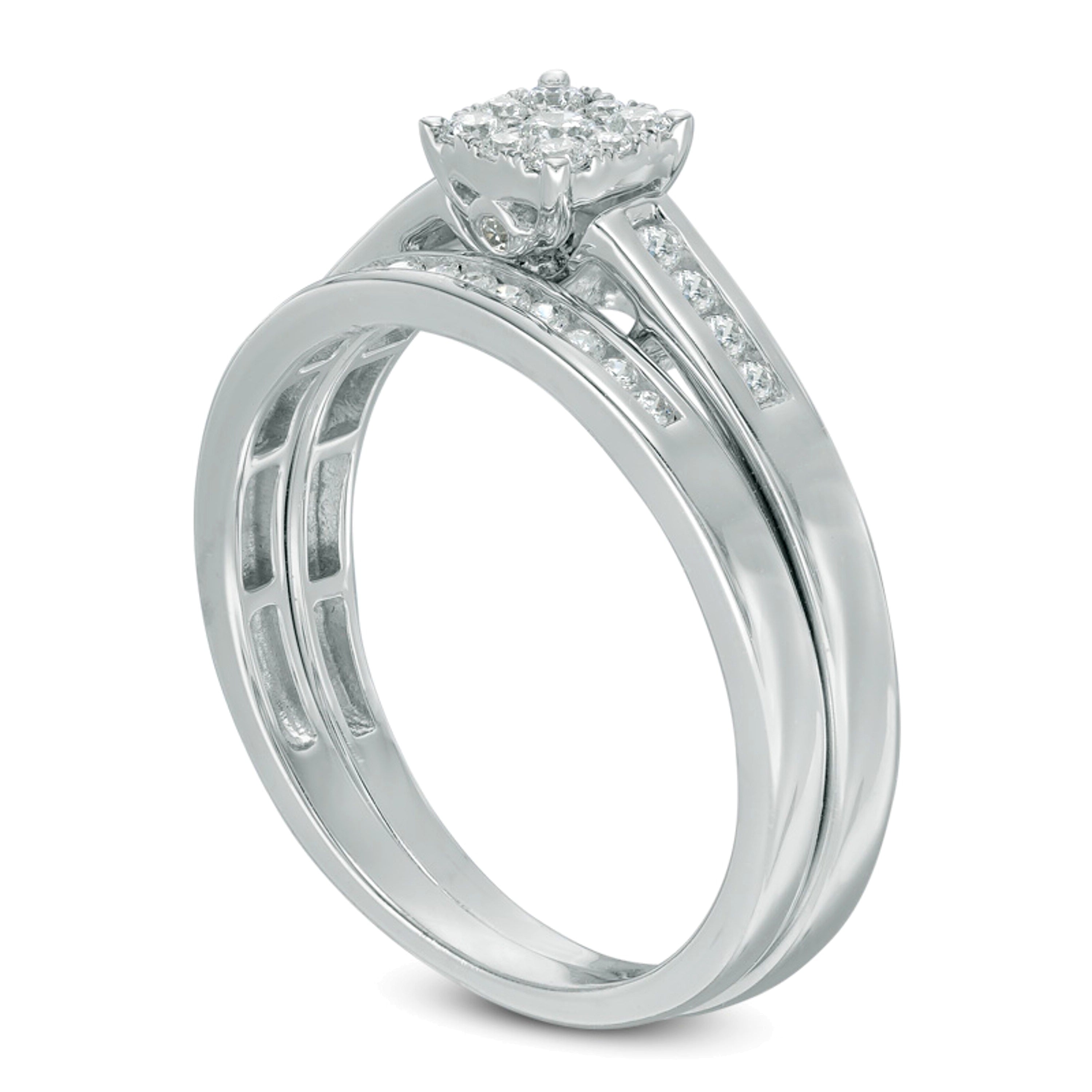 0.33 CT. TW Multi-Diamond Bridal Set in 10K White Gold