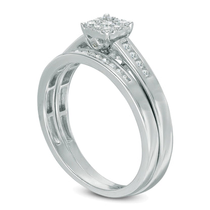 0.33 CT. TW Multi-Diamond Bridal Set in 10K White Gold