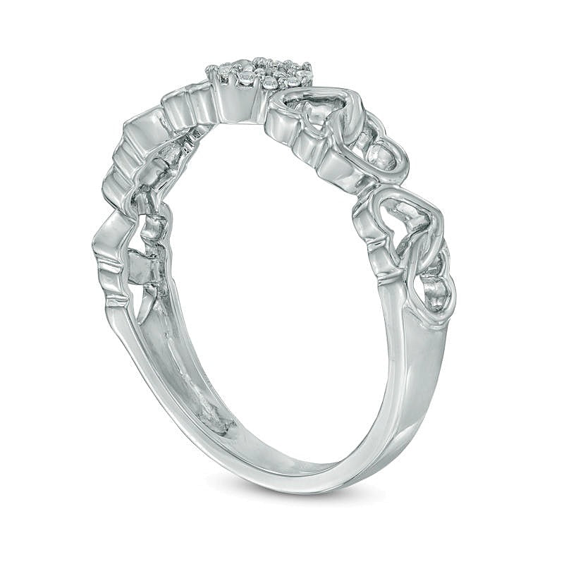 0.05 CT. TW Diamond Alternating Hearts Ring in 10K White Gold