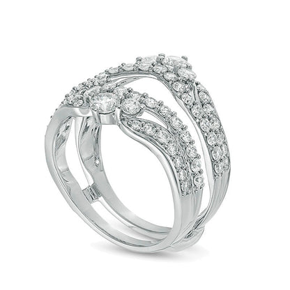 1.5 CT. TW Diamond Multi-Row Tiara-Style Solitaire Enhancer in 14K White Gold